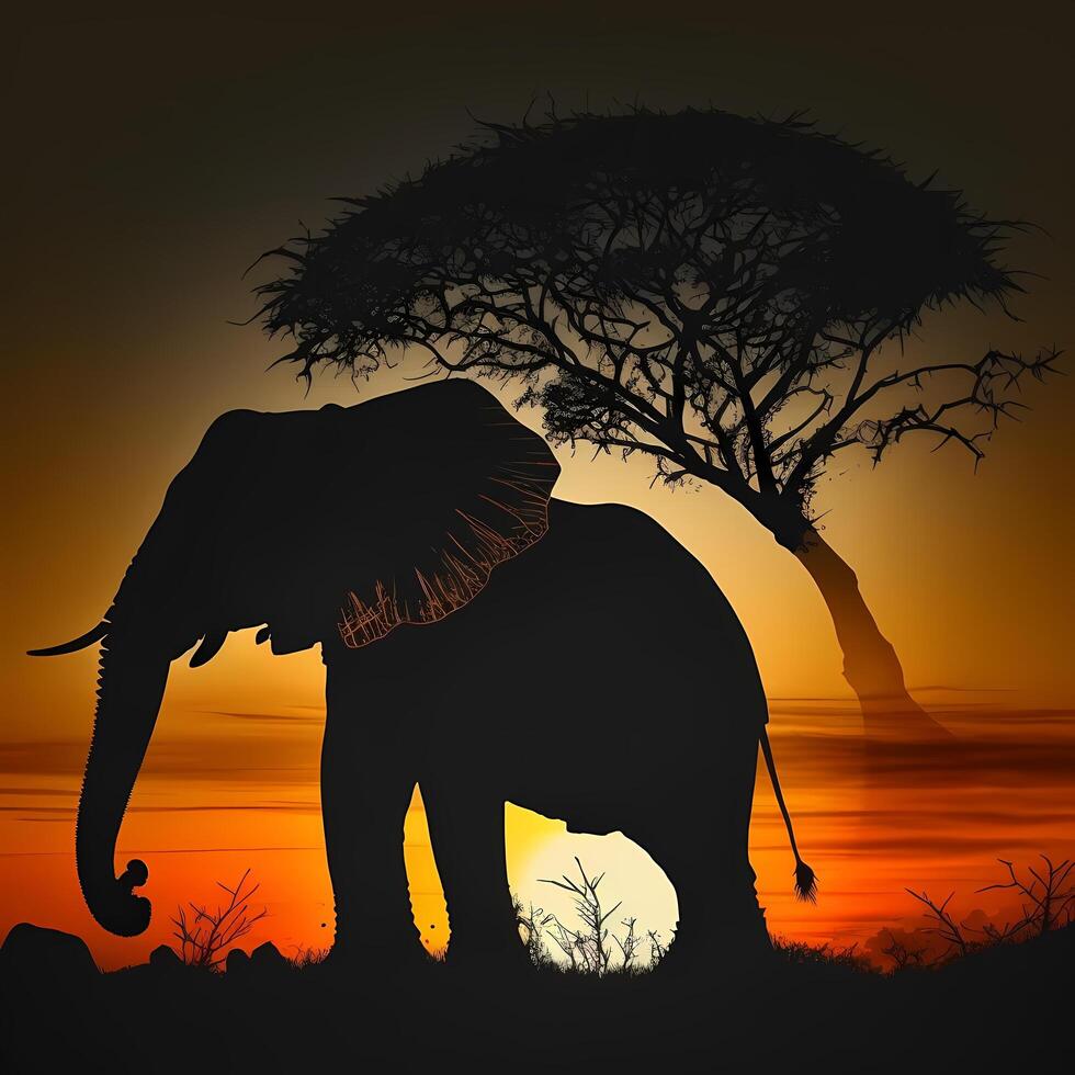 elephant silhouette AI Generated photo