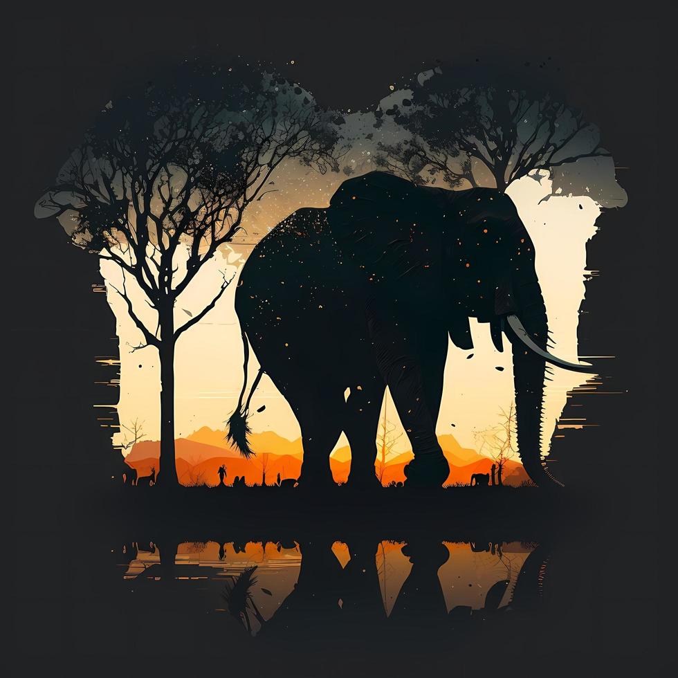 elephant silhouette AI Generated photo