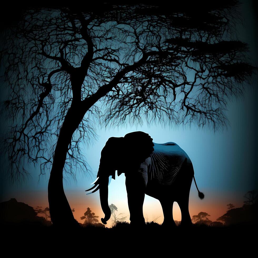 elephant silhouette aesthetic photo