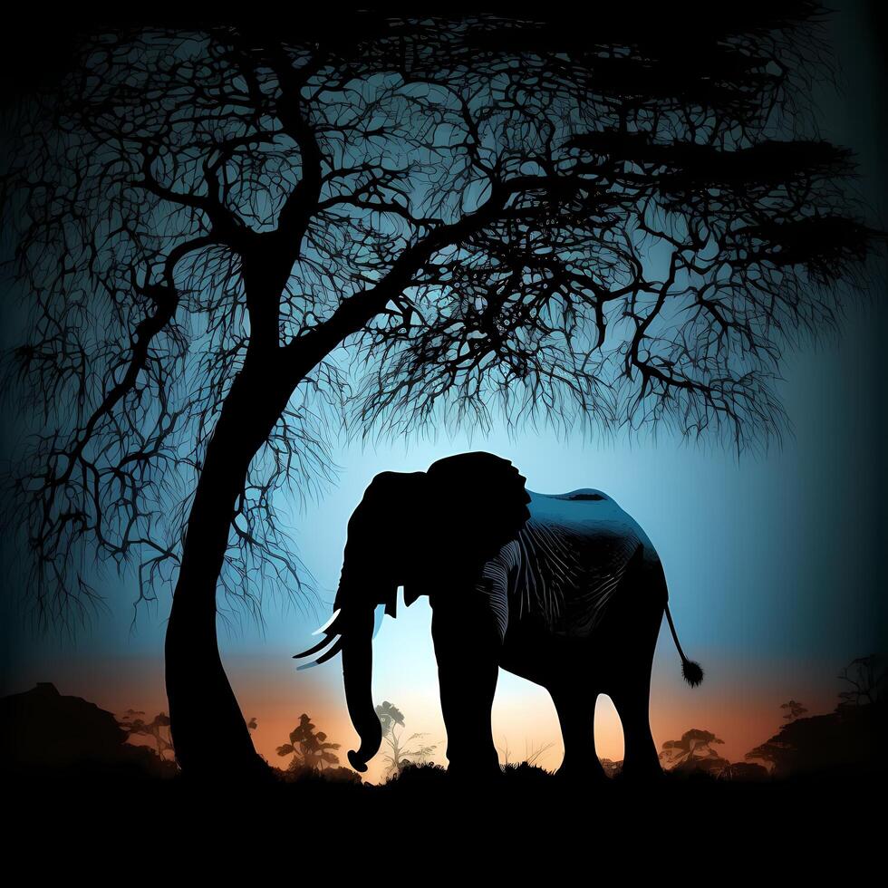 elephant silhouette AI Generated photo