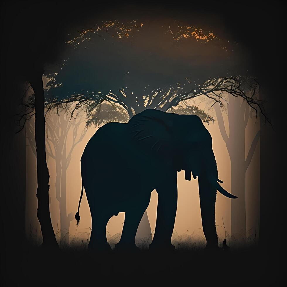 elephant silhouette AI Generated photo