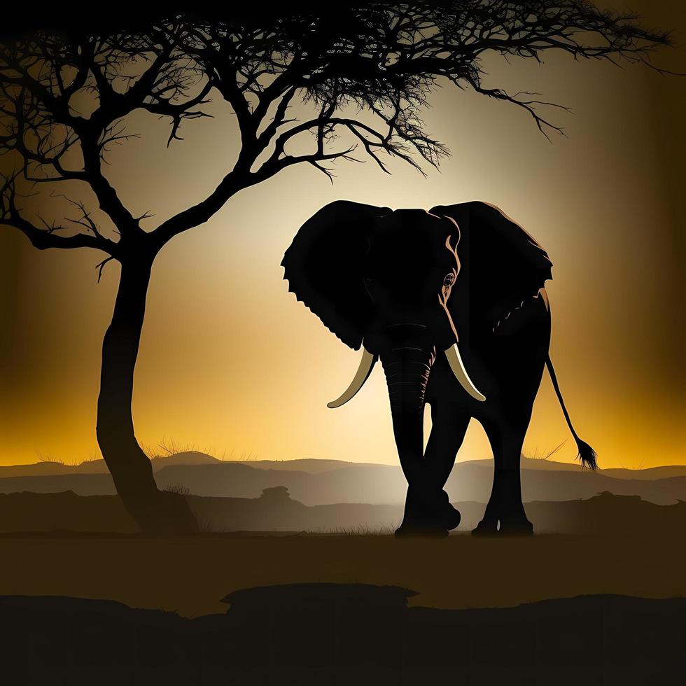 elephant silhouette AI Generated photo