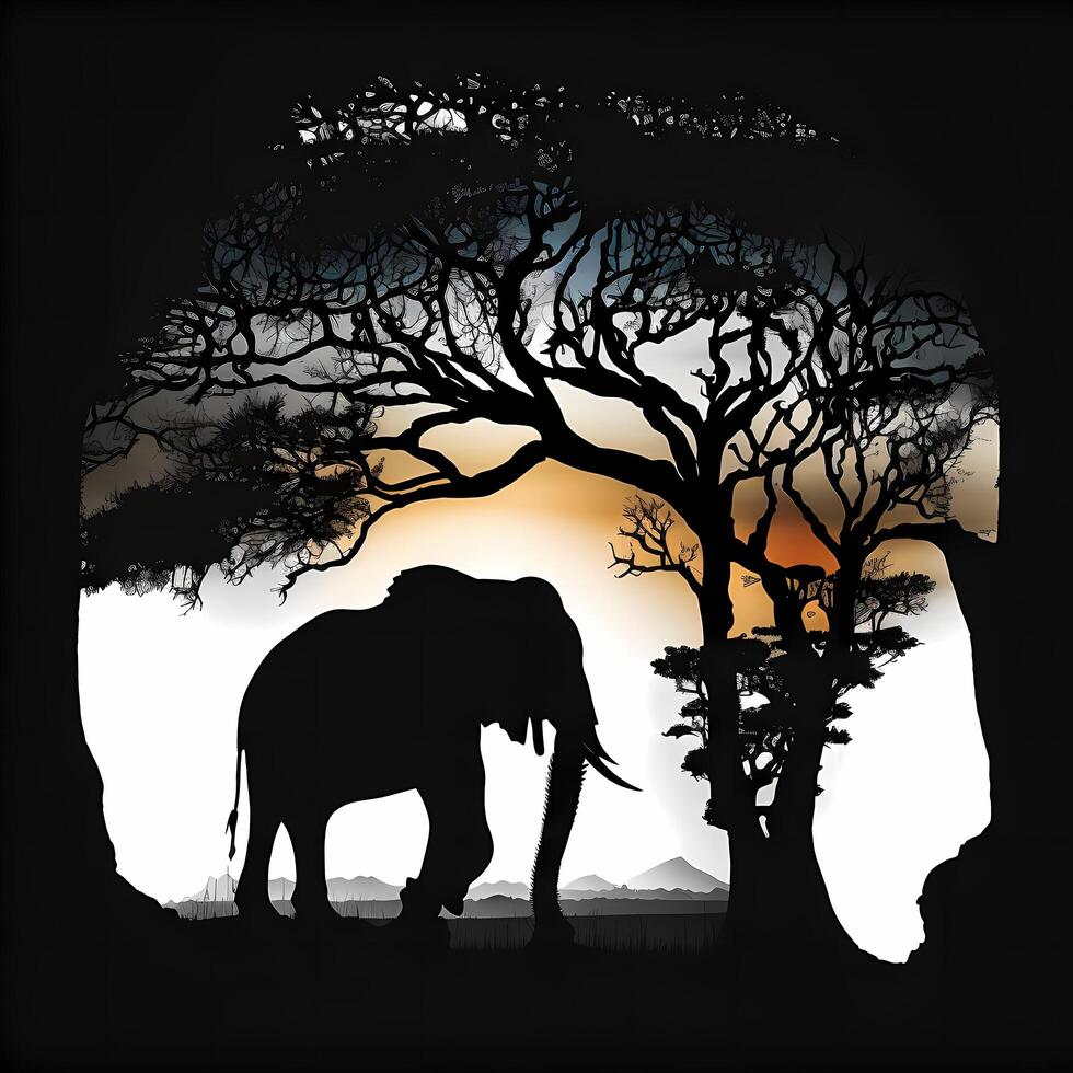 elephant silhouette AI Generated photo