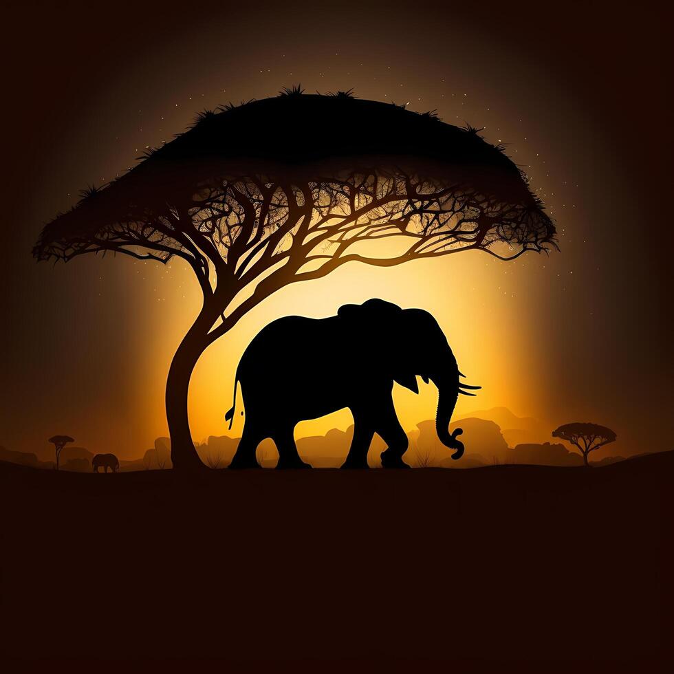 elephant silhouette aesthetic photo