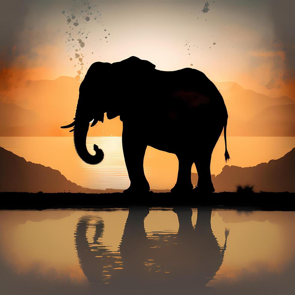 elephant silhouette aesthetic photo