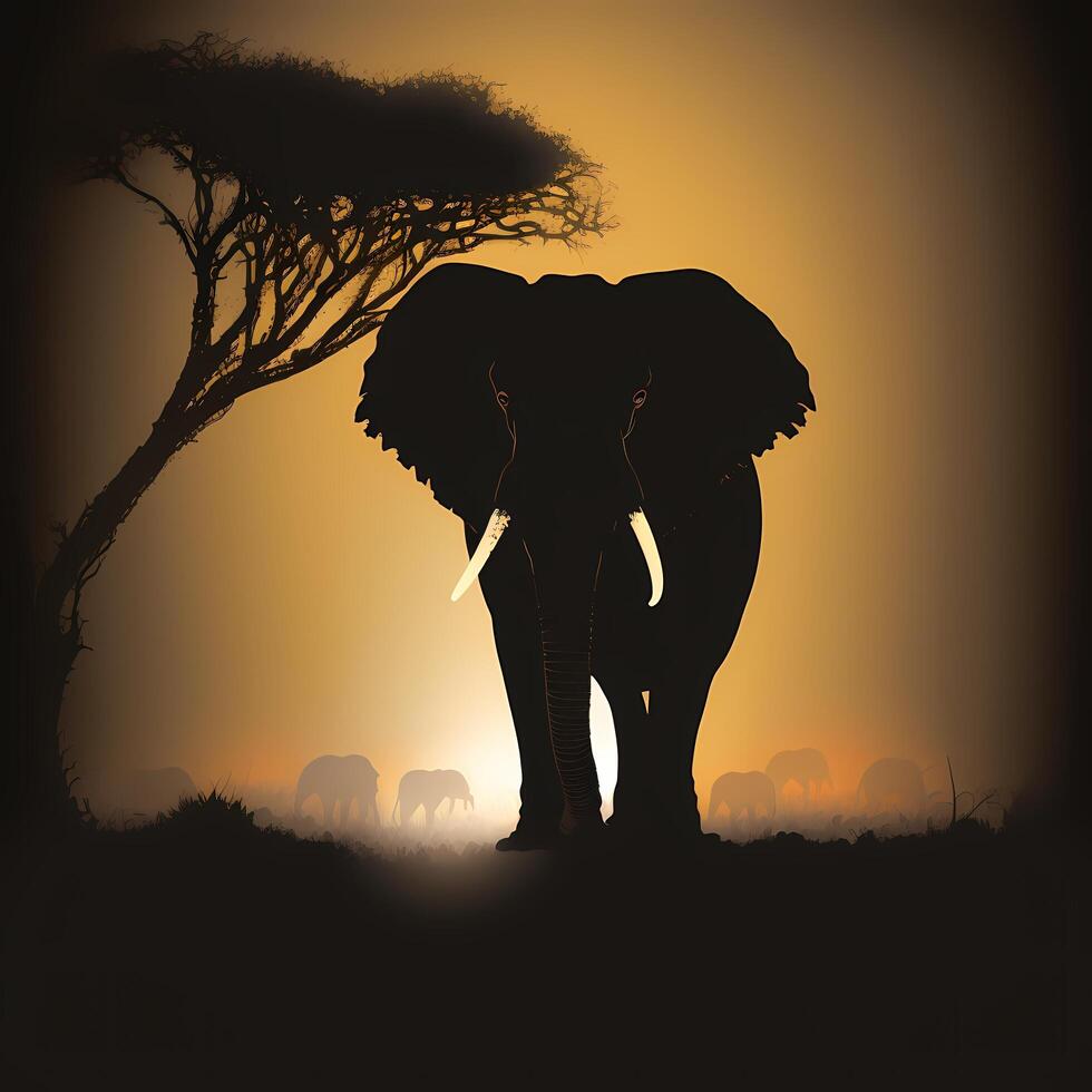 elephant silhouette AI Generated photo