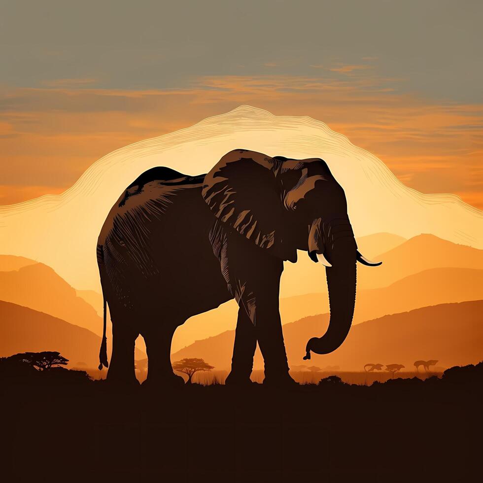 elephant silhouette AI Generated photo