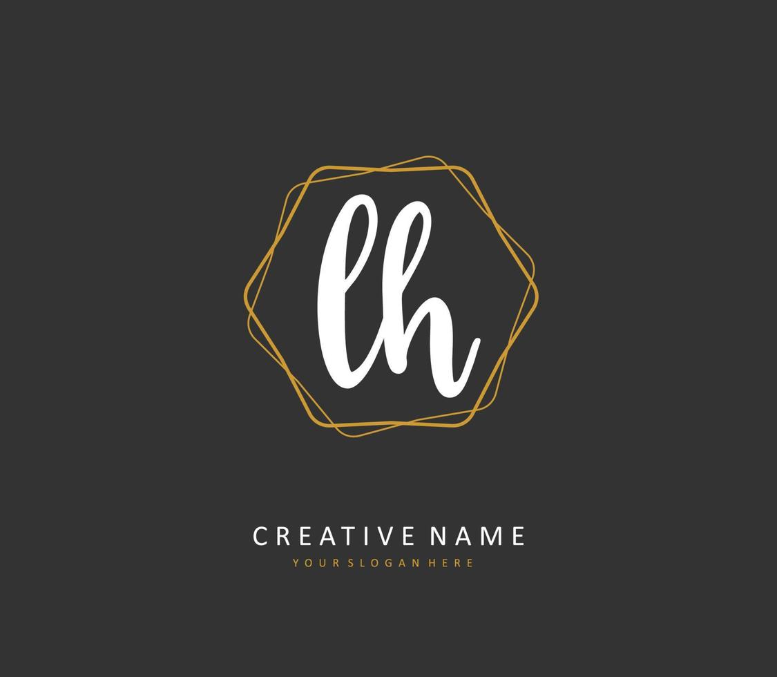L H LH Initial letter handwriting and  signature logo. A concept handwriting initial logo with template element. vector