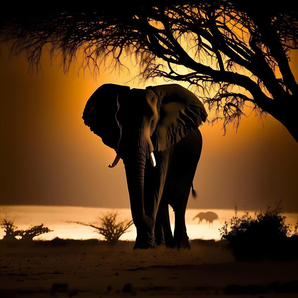 elephant silhouette aesthetic photo