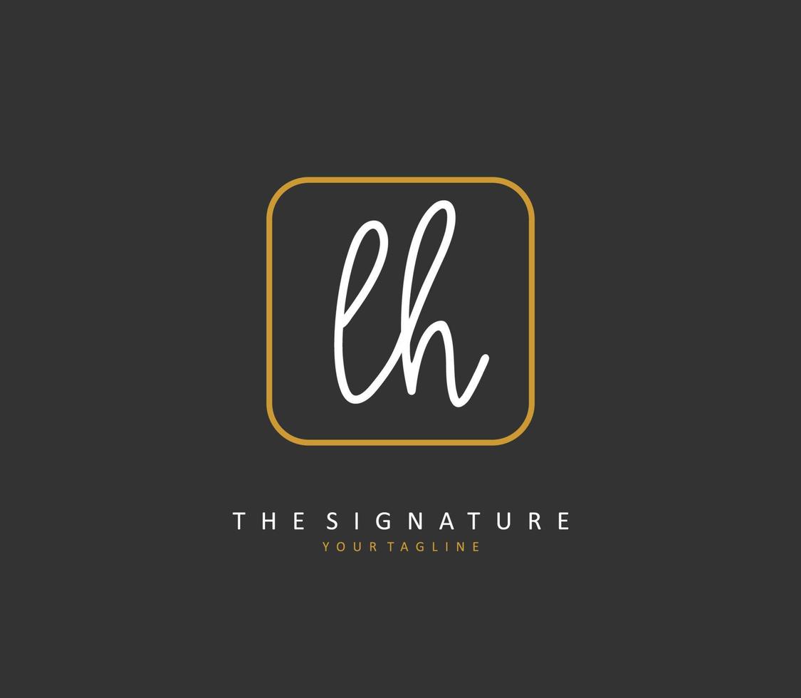 L H LH Initial letter handwriting and  signature logo. A concept handwriting initial logo with template element. vector