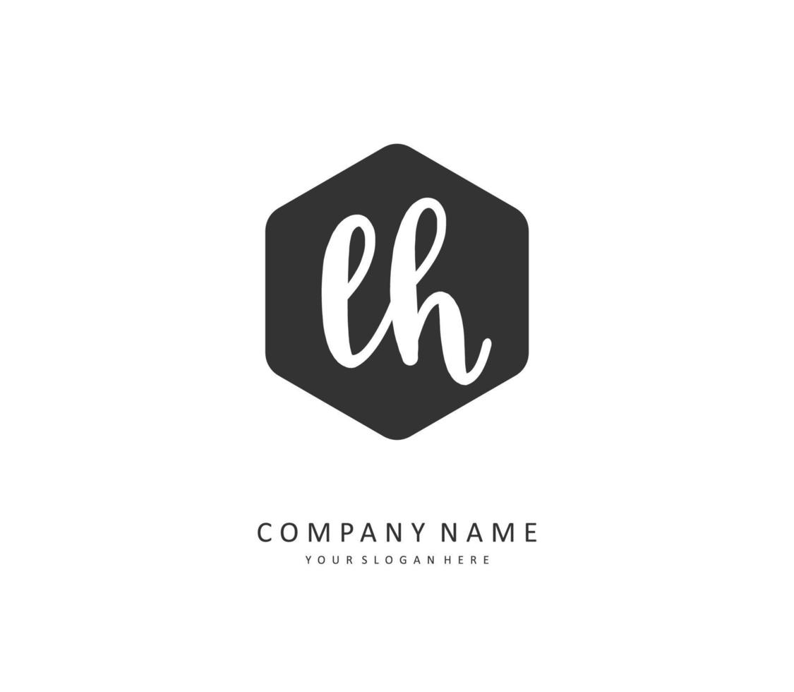 L H LH Initial letter handwriting and  signature logo. A concept handwriting initial logo with template element. vector