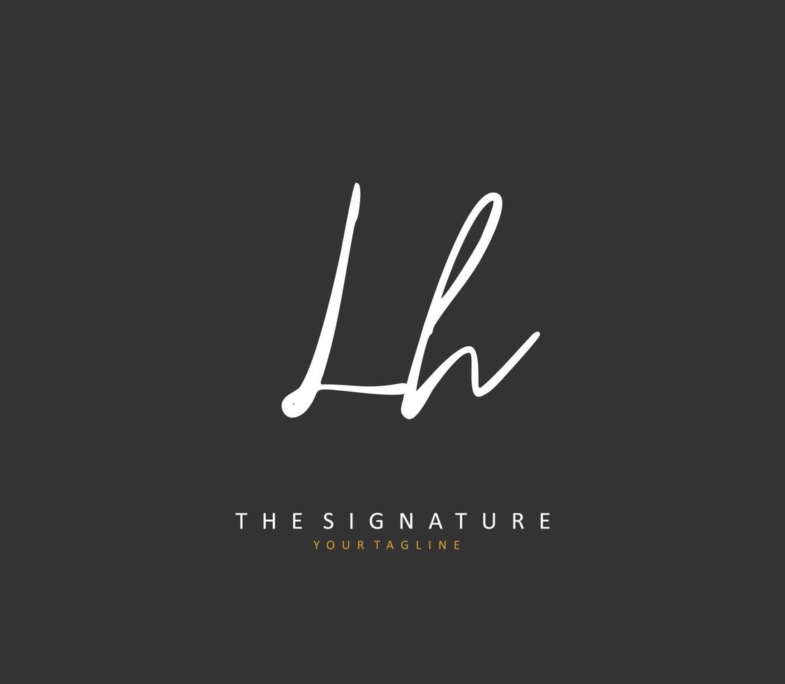 L H LH Initial letter handwriting and  signature logo. A concept handwriting initial logo with template element. vector