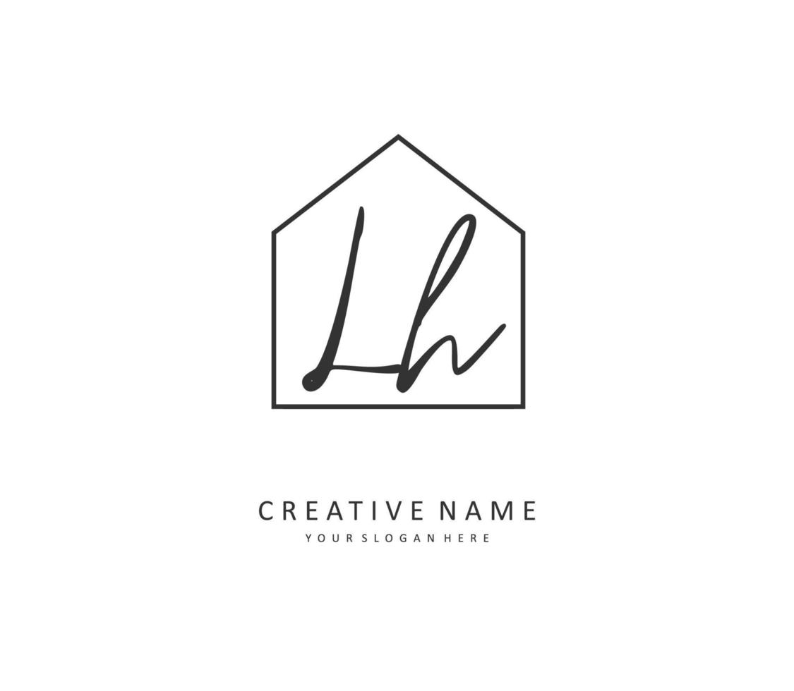 L H LH Initial letter handwriting and  signature logo. A concept handwriting initial logo with template element. vector