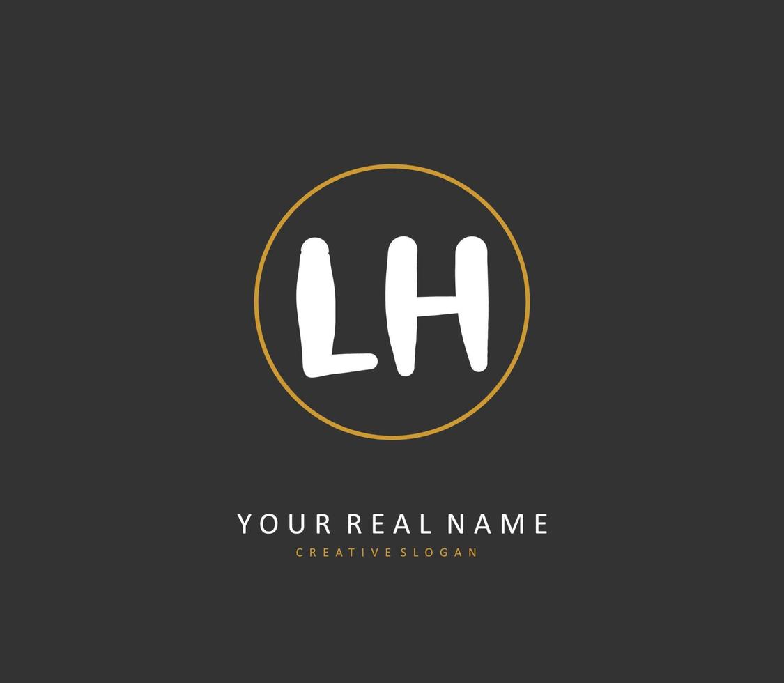 L H LH Initial letter handwriting and  signature logo. A concept handwriting initial logo with template element. vector