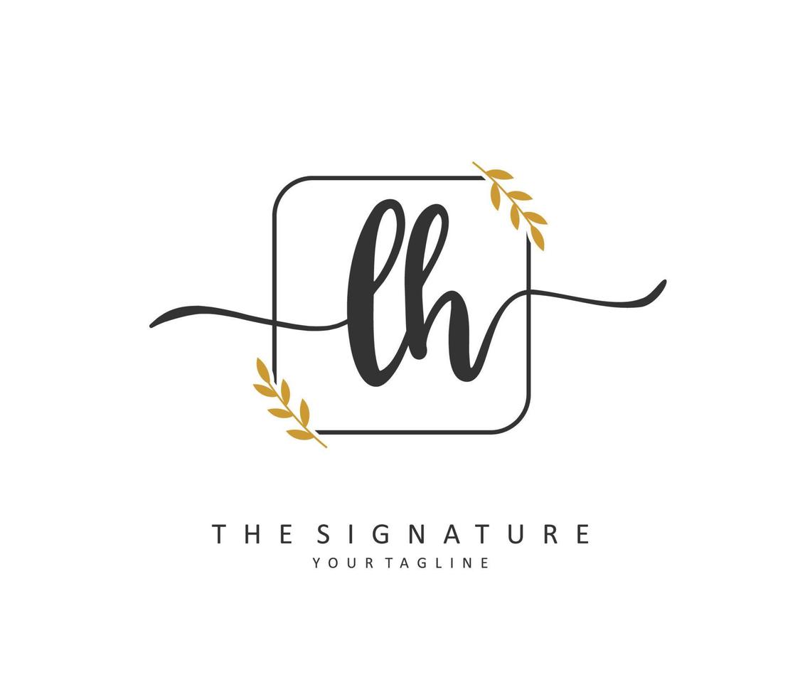 L H LH Initial letter handwriting and  signature logo. A concept handwriting initial logo with template element. vector
