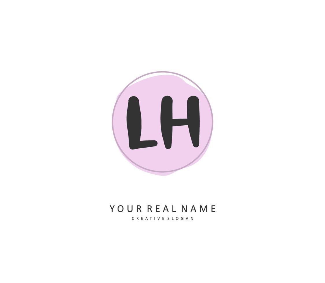 L H LH Initial letter handwriting and  signature logo. A concept handwriting initial logo with template element. vector