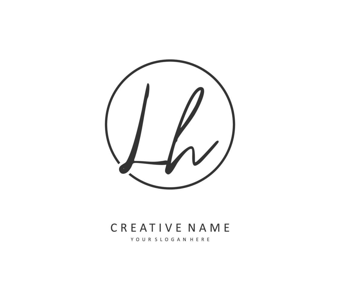 L H LH Initial letter handwriting and  signature logo. A concept handwriting initial logo with template element. vector