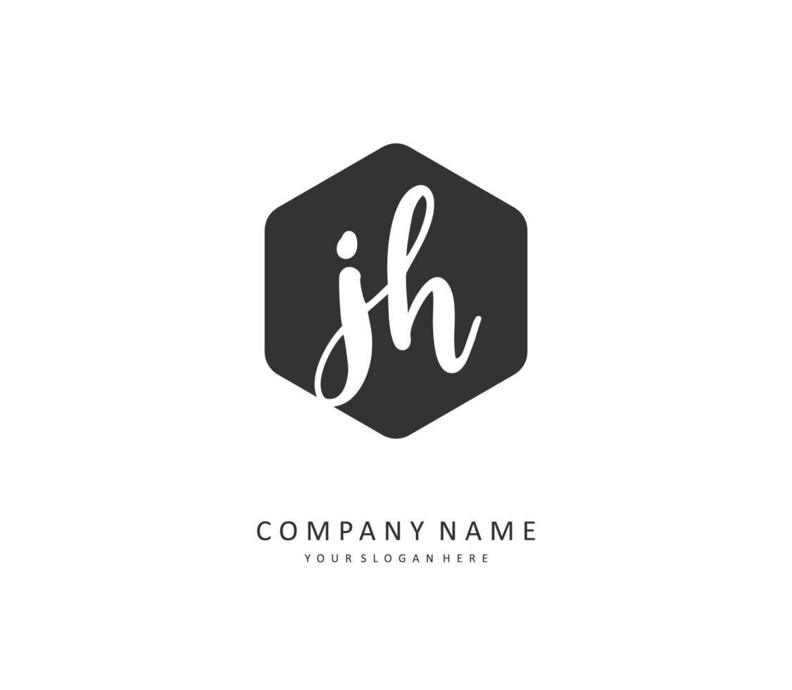 J H JH Initial letter handwriting and  signature logo. A concept handwriting initial logo with template element. vector