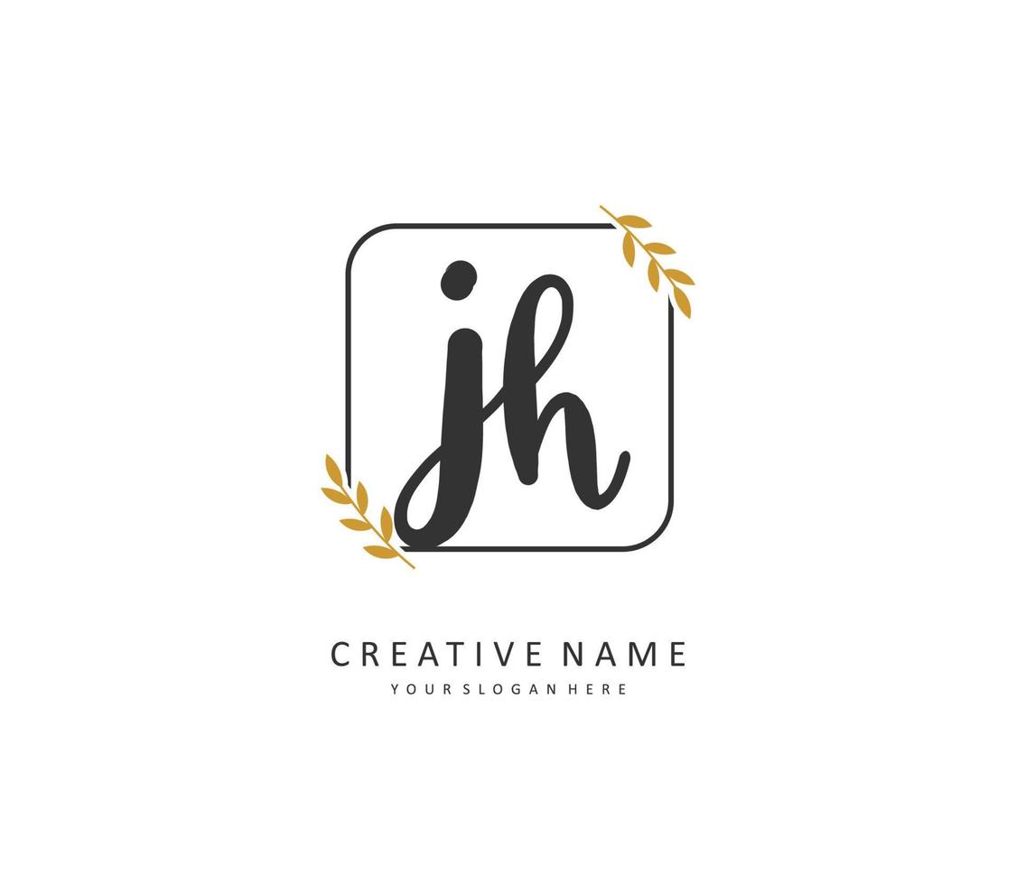 J H JH Initial letter handwriting and  signature logo. A concept handwriting initial logo with template element. vector