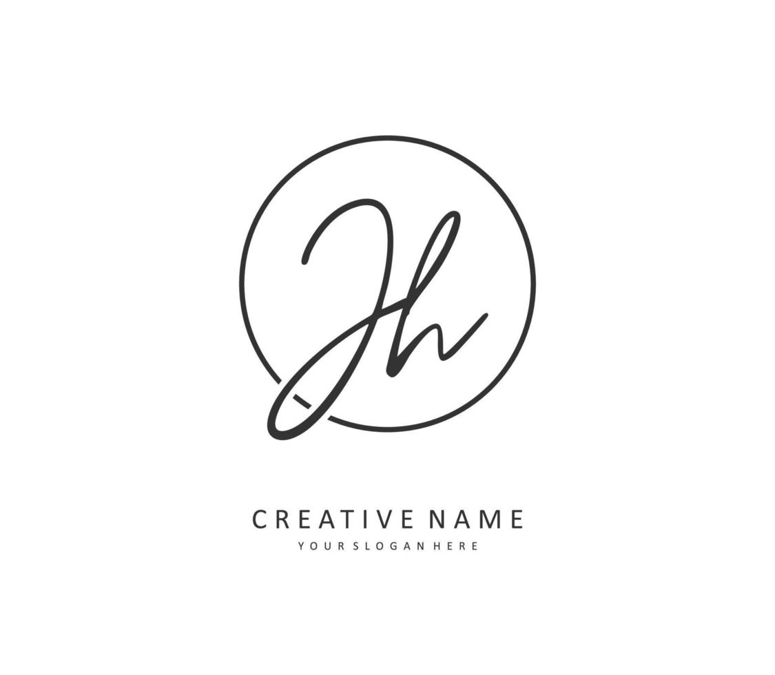 J H JH Initial letter handwriting and  signature logo. A concept handwriting initial logo with template element. vector