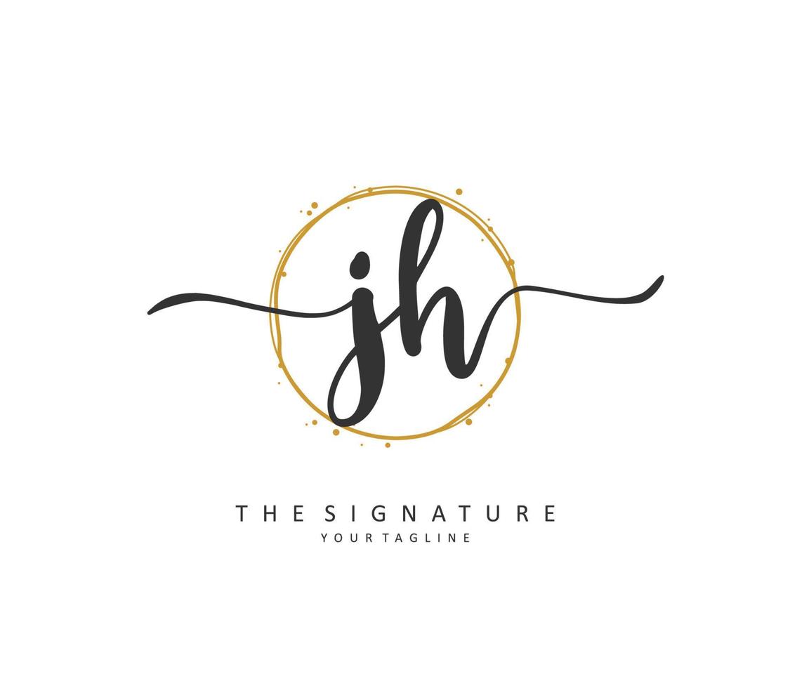 J H JH Initial letter handwriting and  signature logo. A concept handwriting initial logo with template element. vector