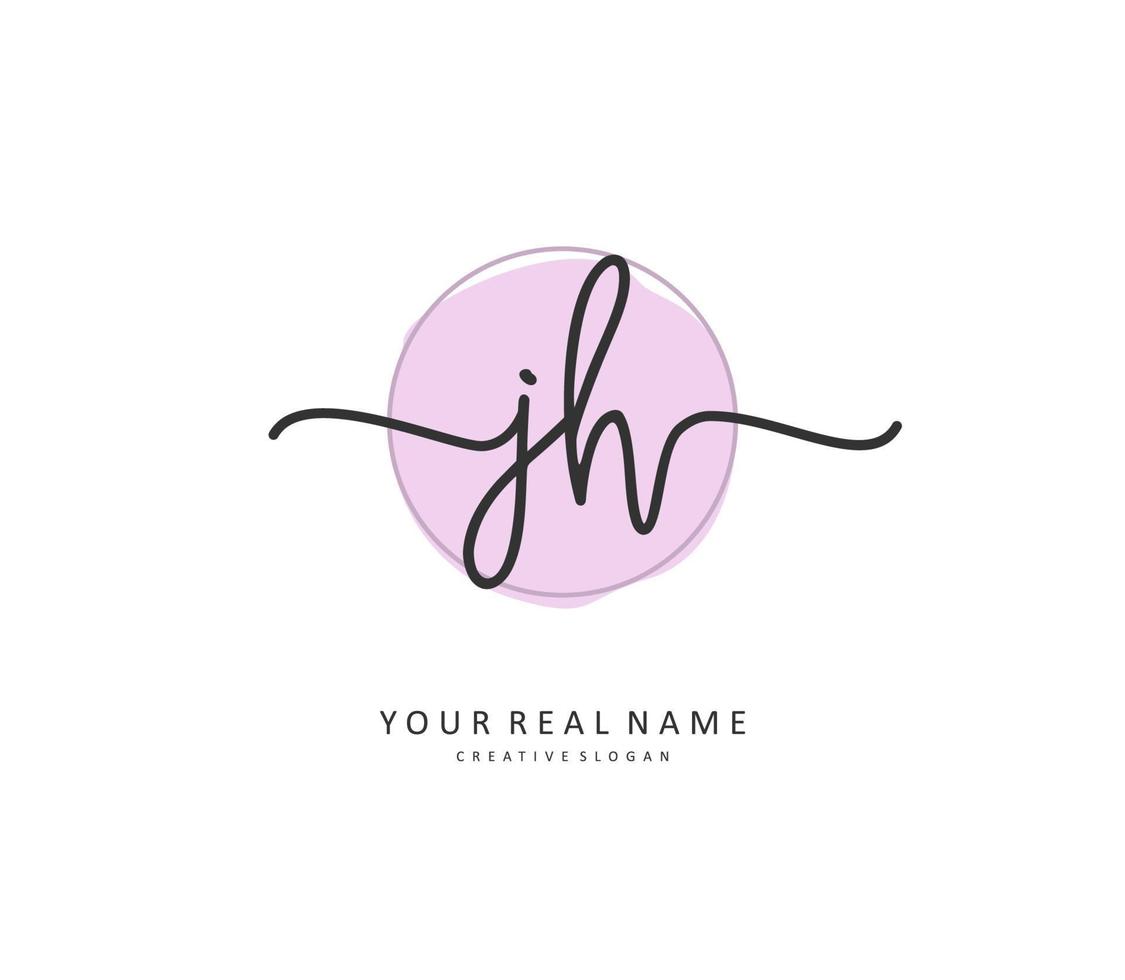 J H JH Initial letter handwriting and  signature logo. A concept handwriting initial logo with template element. vector