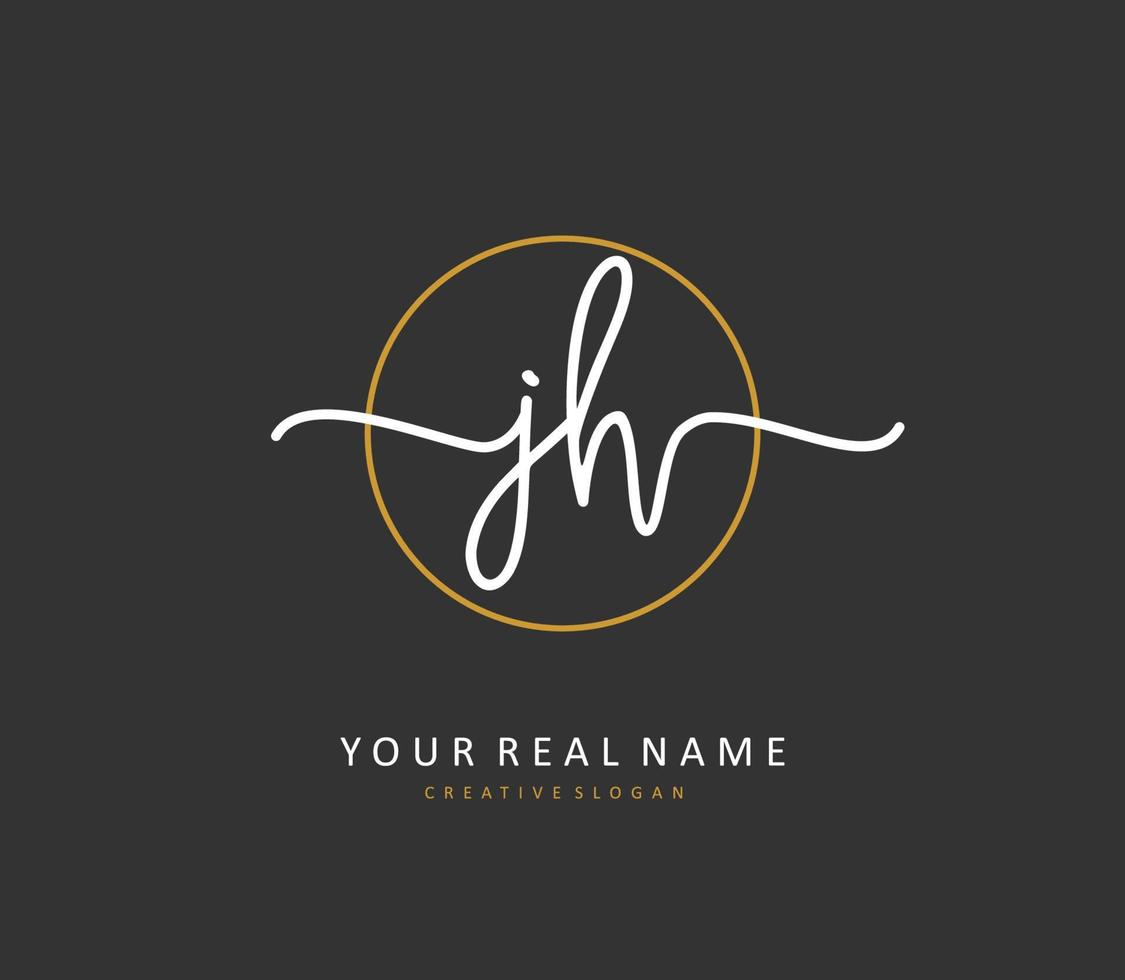 J H JH Initial letter handwriting and  signature logo. A concept handwriting initial logo with template element. vector