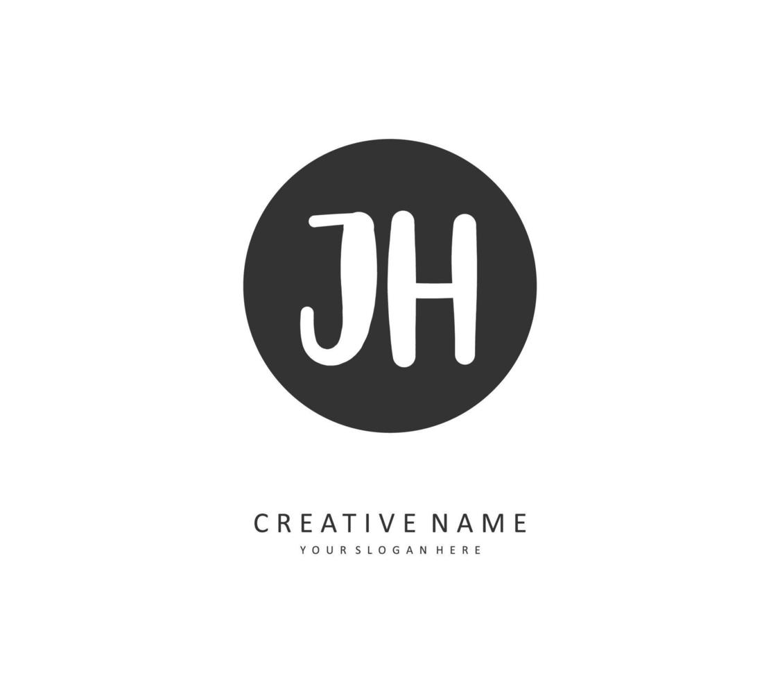 J H JH Initial letter handwriting and  signature logo. A concept handwriting initial logo with template element. vector