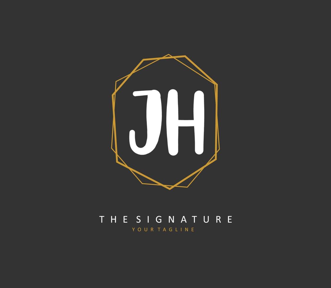 J H JH Initial letter handwriting and  signature logo. A concept handwriting initial logo with template element. vector