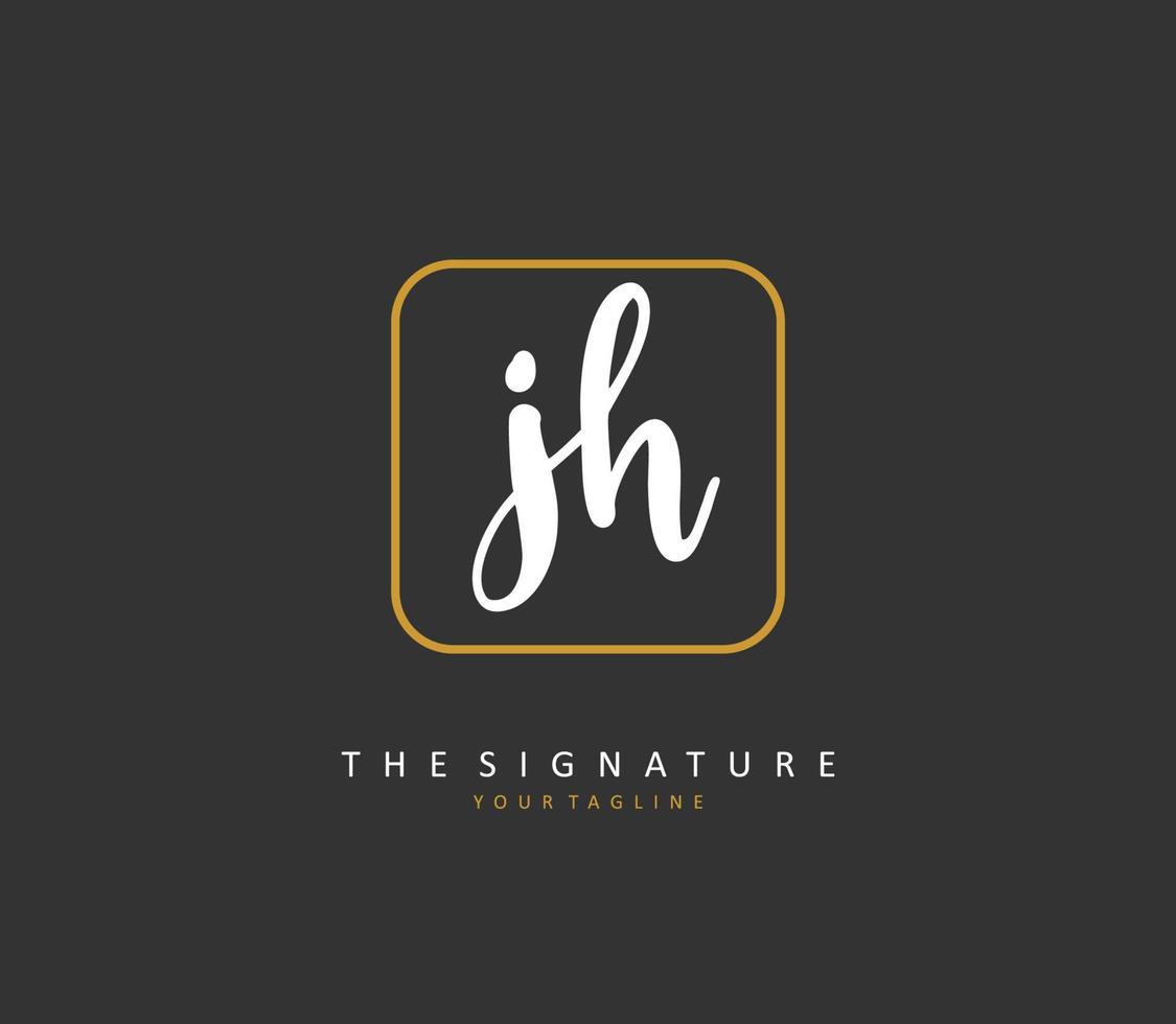 J H JH Initial letter handwriting and  signature logo. A concept handwriting initial logo with template element. vector