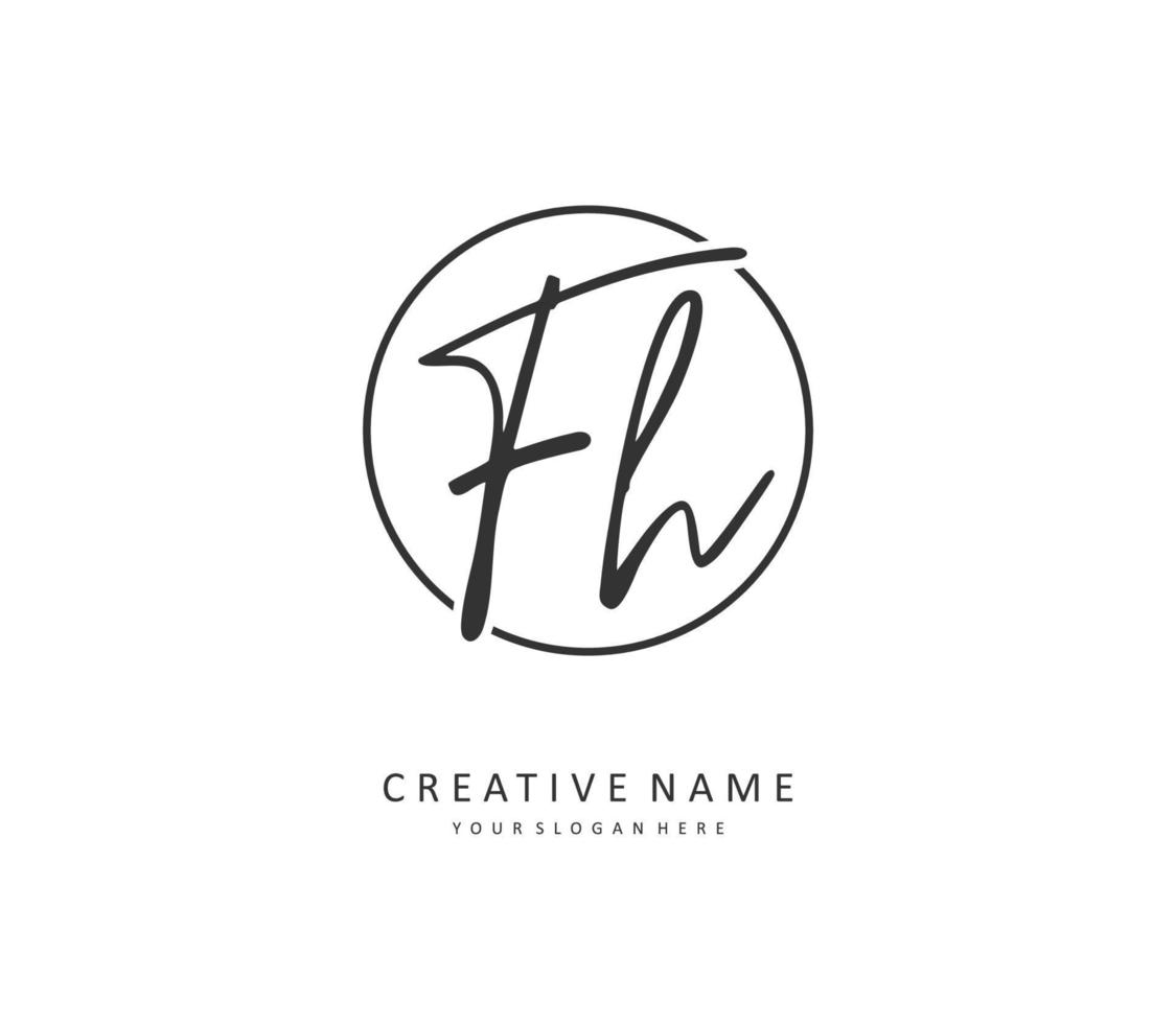 F H FH Initial letter handwriting and  signature logo. A concept handwriting initial logo with template element. vector