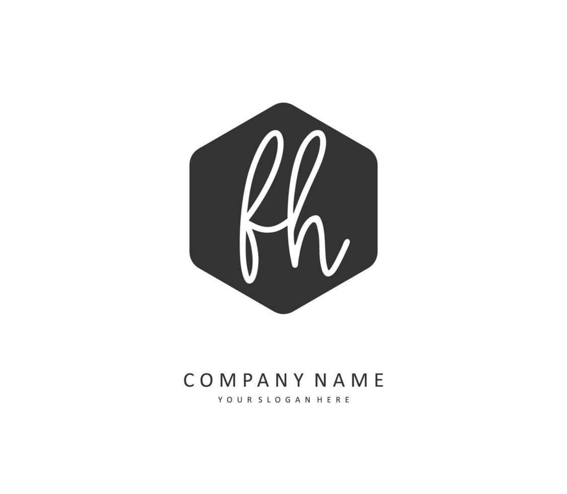 F H FH Initial letter handwriting and  signature logo. A concept handwriting initial logo with template element. vector