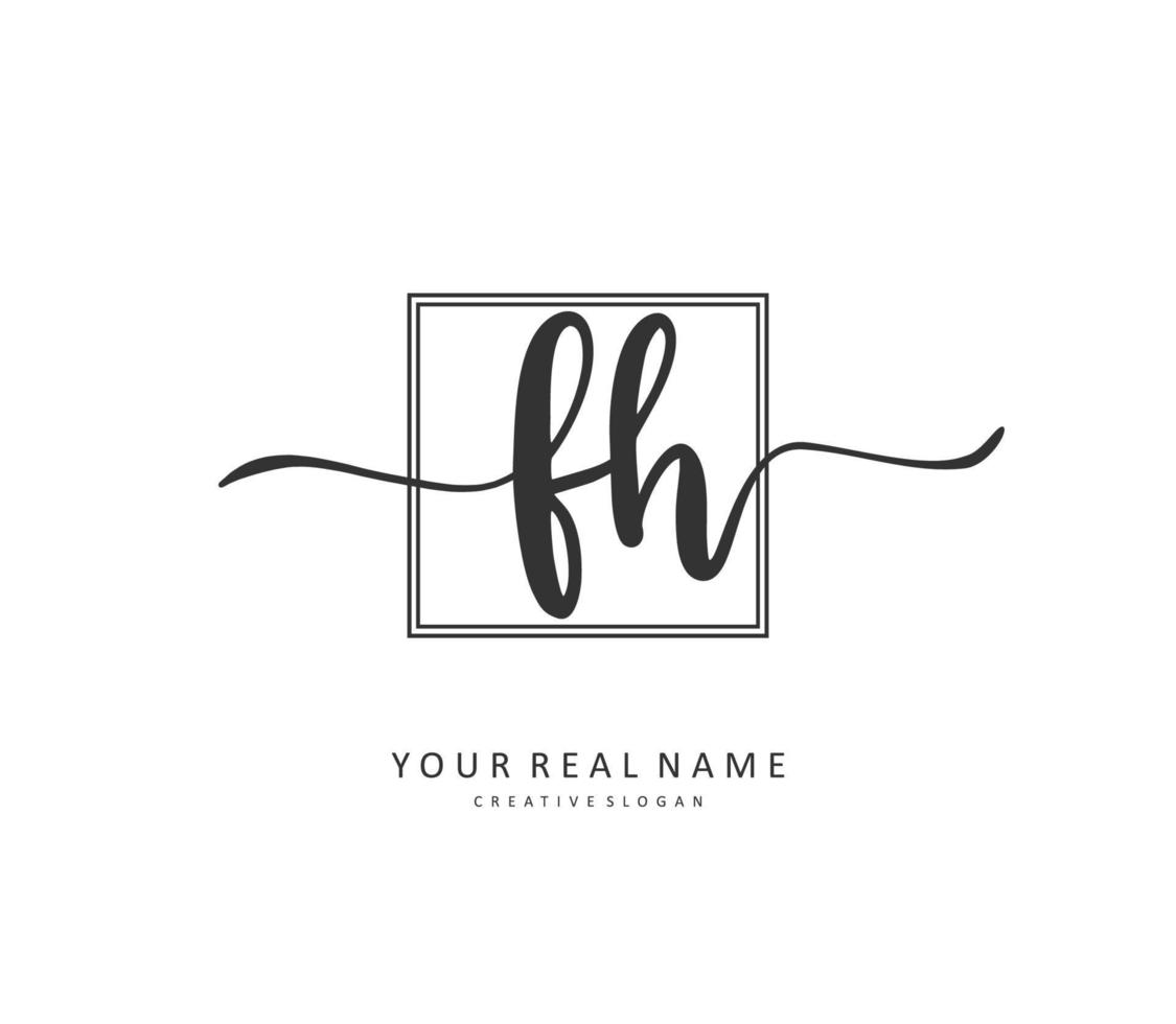 F H FH Initial letter handwriting and  signature logo. A concept handwriting initial logo with template element. vector