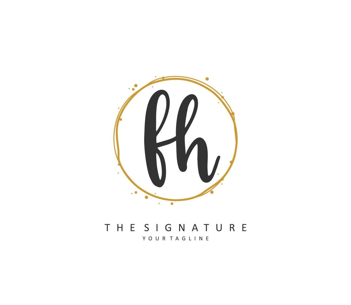 F H FH Initial letter handwriting and  signature logo. A concept handwriting initial logo with template element. vector