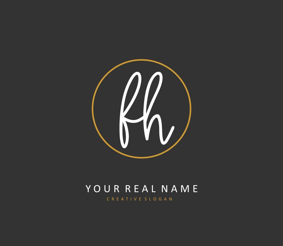 F H FH Initial letter handwriting and  signature logo. A concept handwriting initial logo with template element. vector