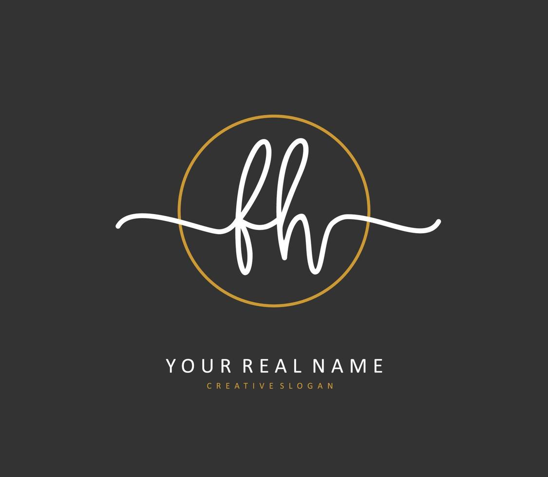 F H FH Initial letter handwriting and  signature logo. A concept handwriting initial logo with template element. vector