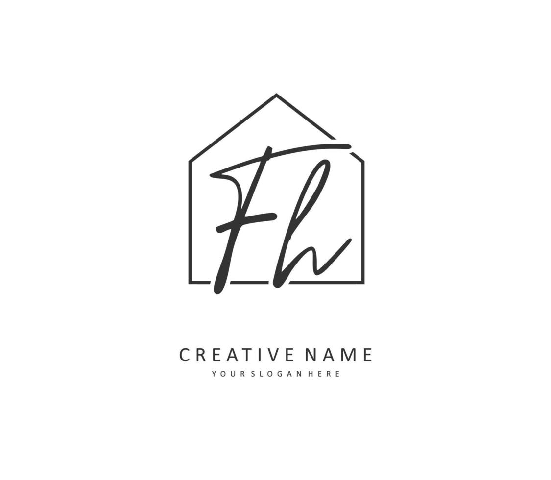 F H FH Initial letter handwriting and  signature logo. A concept handwriting initial logo with template element. vector