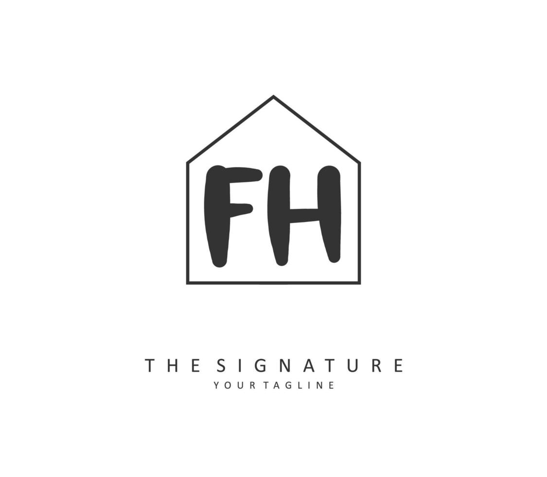 F H FH Initial letter handwriting and  signature logo. A concept handwriting initial logo with template element. vector