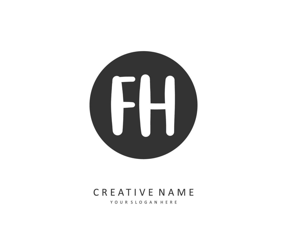 F H FH Initial letter handwriting and  signature logo. A concept handwriting initial logo with template element. vector