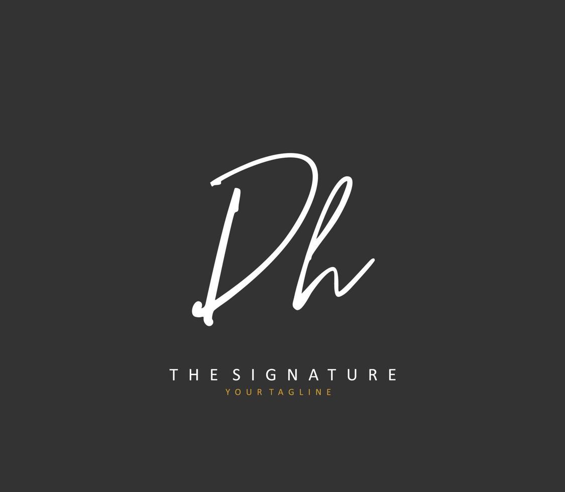 D H DH Initial letter handwriting and  signature logo. A concept handwriting initial logo with template element. vector