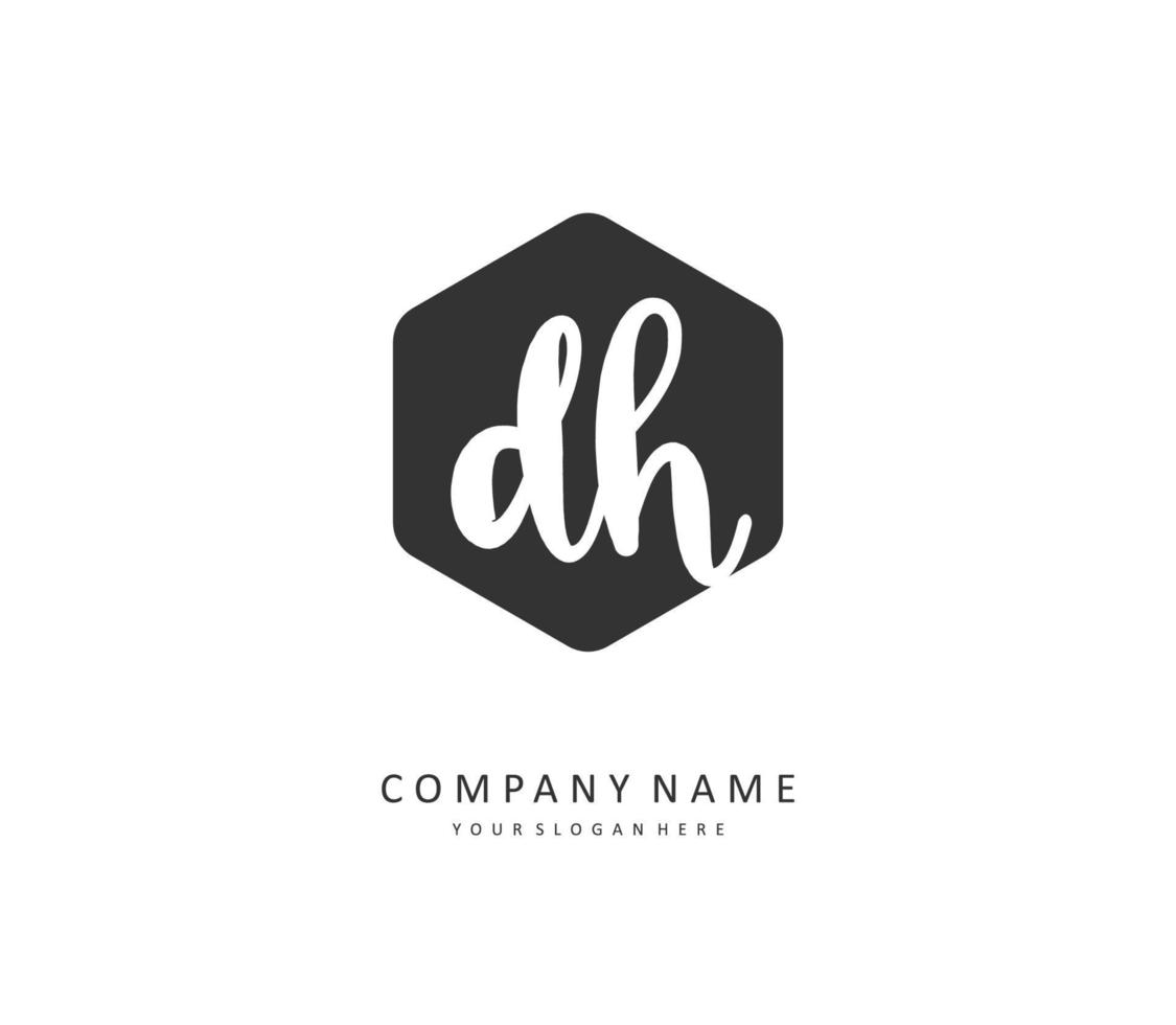 D H DH Initial letter handwriting and  signature logo. A concept handwriting initial logo with template element. vector