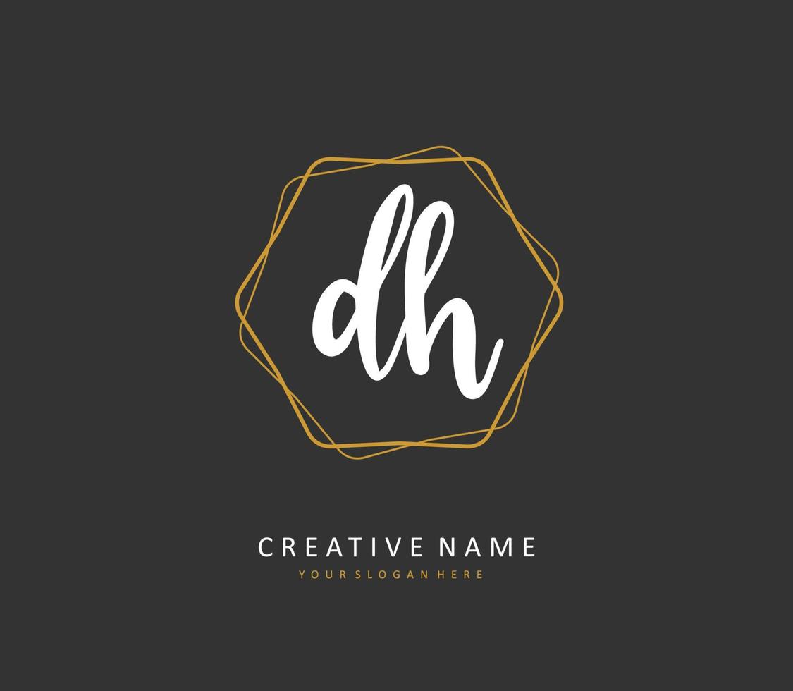 D H DH Initial letter handwriting and  signature logo. A concept handwriting initial logo with template element. vector