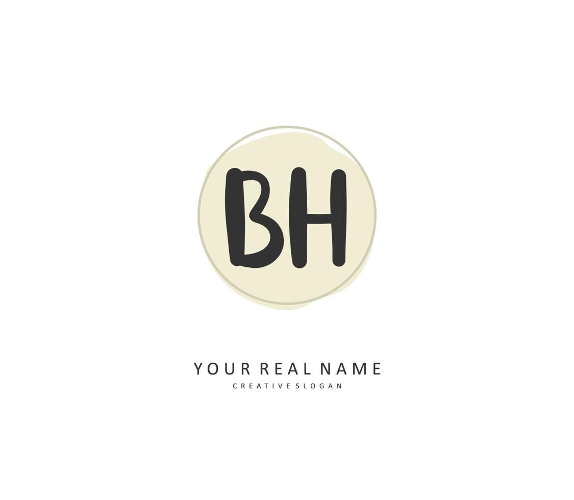 B H BH Initial letter handwriting and  signature logo. A concept handwriting initial logo with template element. vector