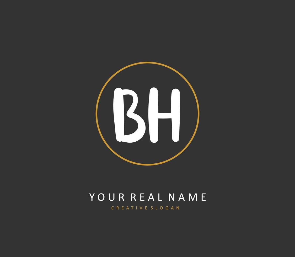 B H BH Initial letter handwriting and  signature logo. A concept handwriting initial logo with template element. vector