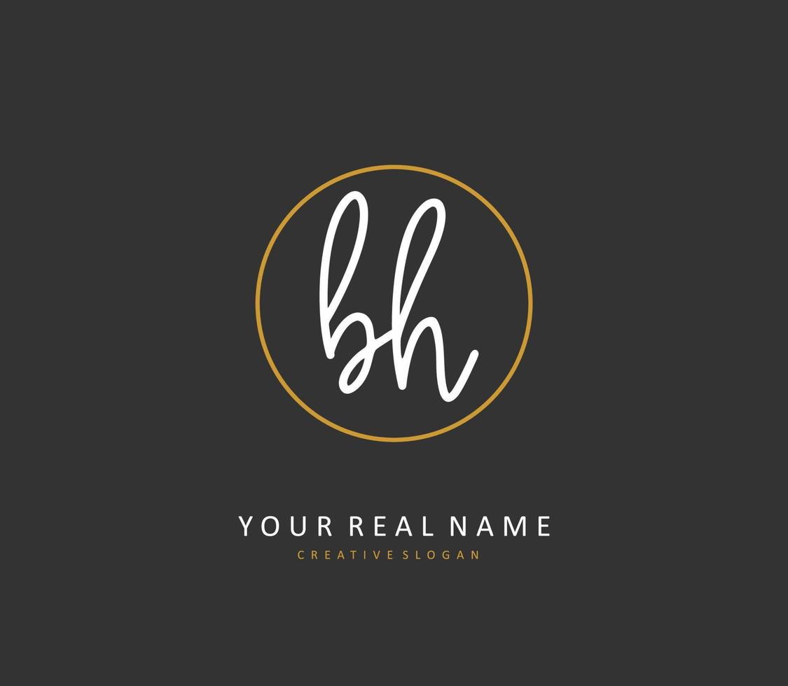 B H BH Initial letter handwriting and  signature logo. A concept handwriting initial logo with template element. vector