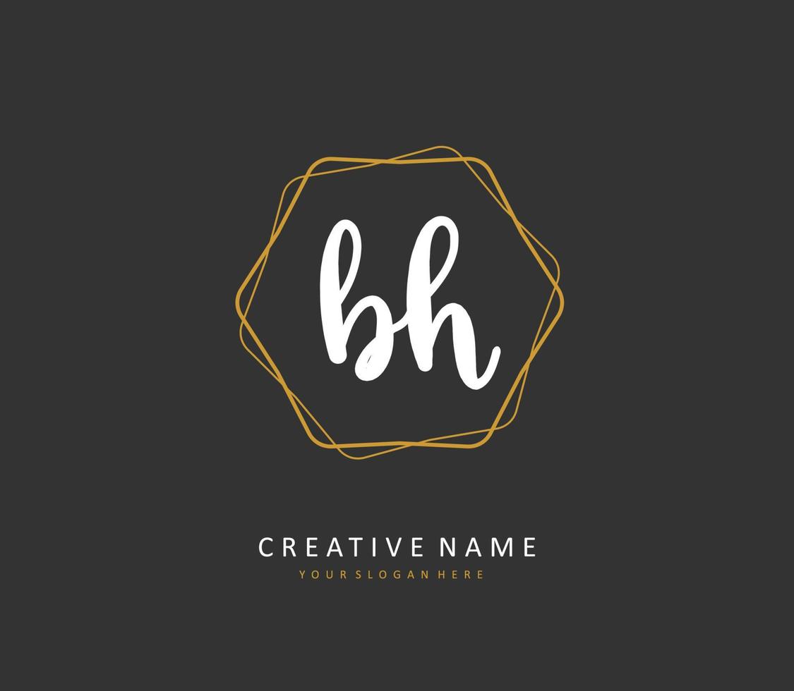 B H BH Initial letter handwriting and  signature logo. A concept handwriting initial logo with template element. vector