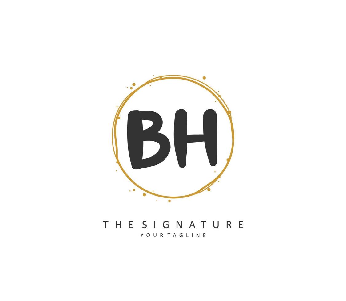 B H BH Initial letter handwriting and  signature logo. A concept handwriting initial logo with template element. vector