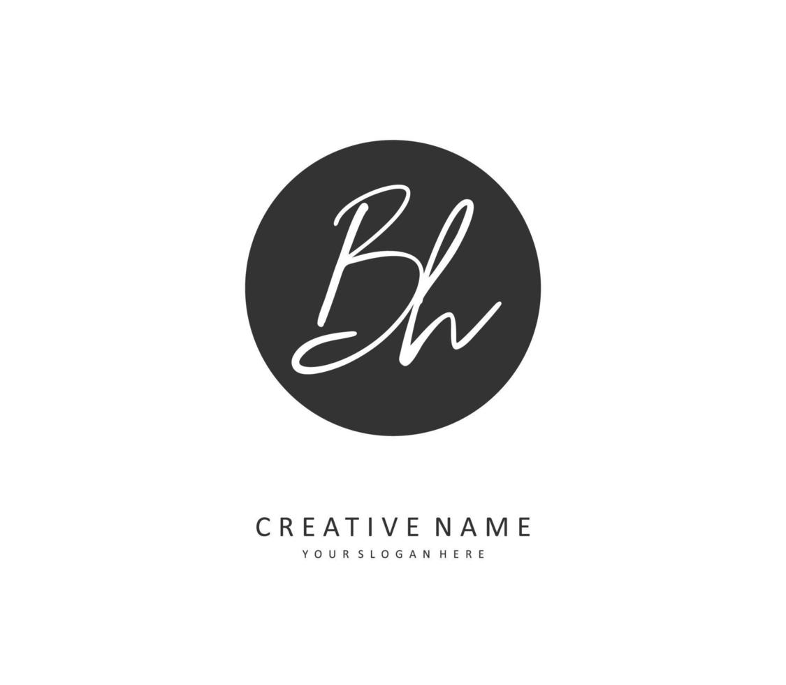 B H BH Initial letter handwriting and  signature logo. A concept handwriting initial logo with template element. vector