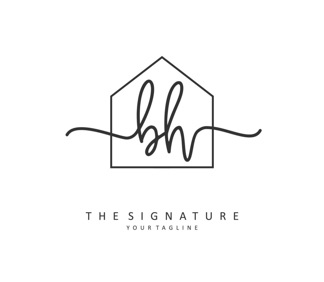 B H BH Initial letter handwriting and  signature logo. A concept handwriting initial logo with template element. vector