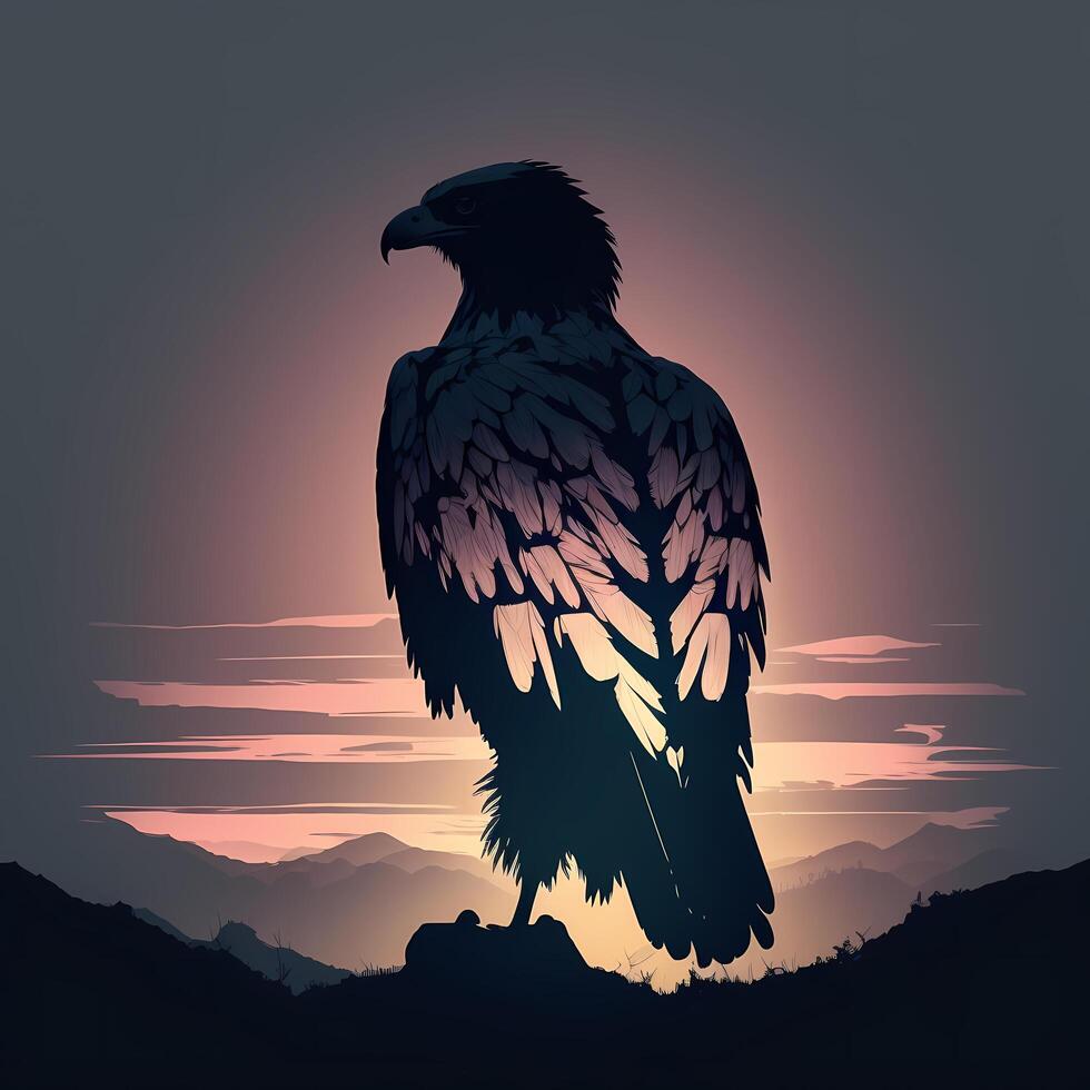 eagle silhouette aesthetic photo